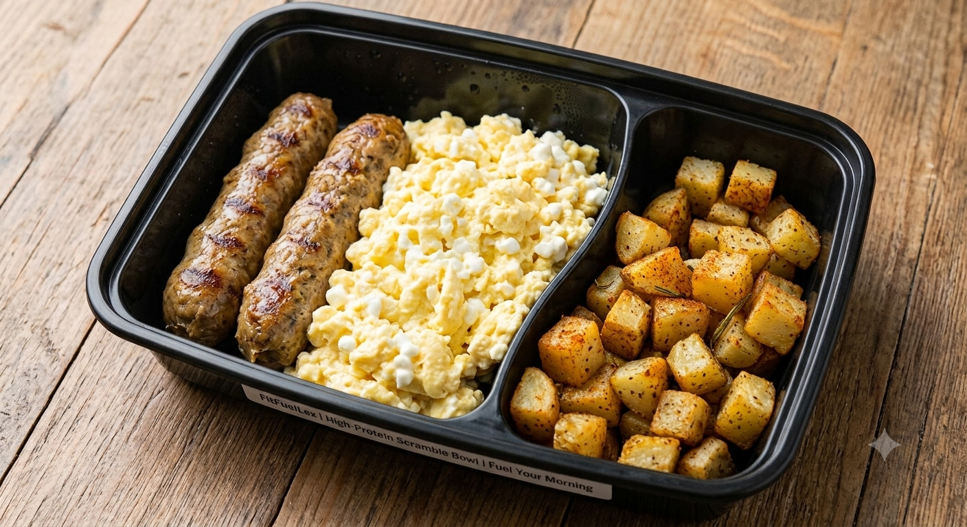 High-Protein Scramble Bowl | Eggs, Cottage Cheese & Chicken Sausage Meal Prep