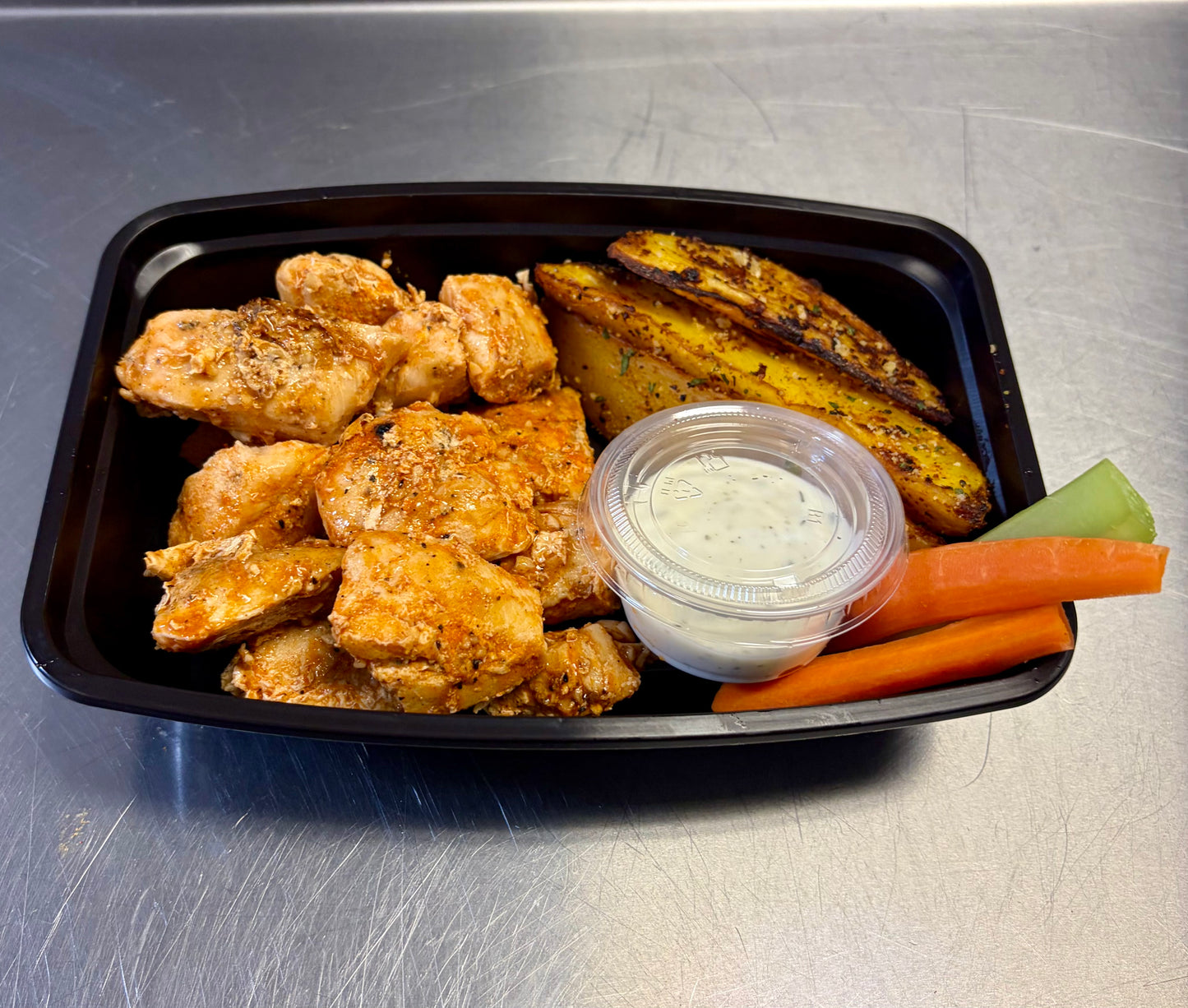 Buffalo Chicken Bites w/Potato Wedges and Low-Fat Ranch