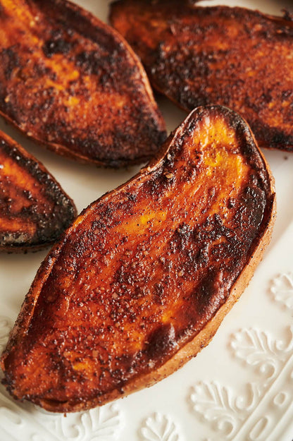Garlic Pepper Crusted Chicken Thighs w/Sweet Potato Halves