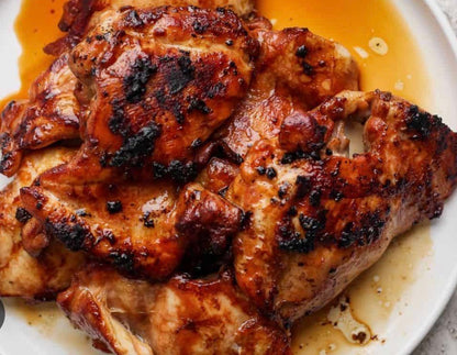 Garlic Pepper Crusted Chicken Thighs w/Sweet Potato Halves