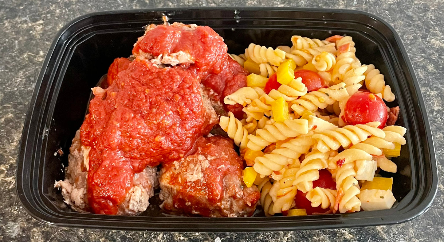 Turkey Meatballs with Italian Pasta Salad High Protein Meal Prep Lexington KY
